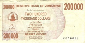 200000 Zimbabwean dollars banknote